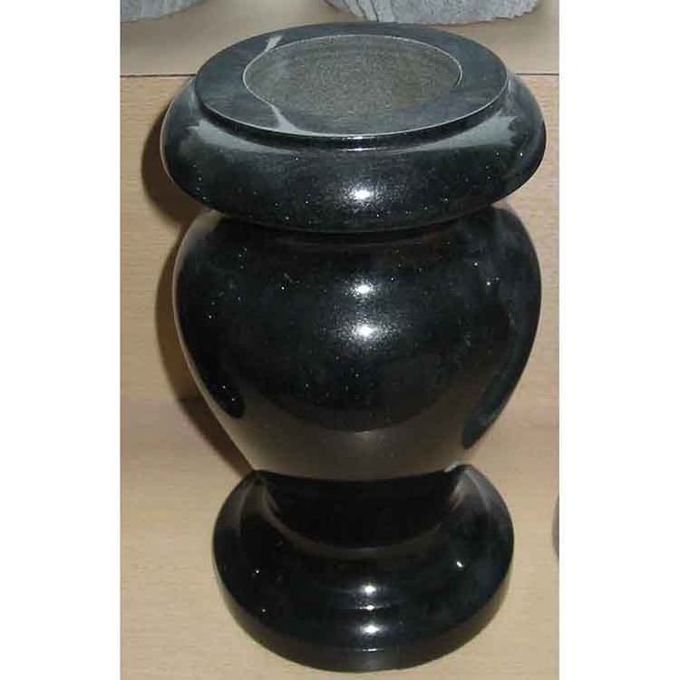 China natural black marble granite flower engraved headstone memorial cemetery stone vases for graves