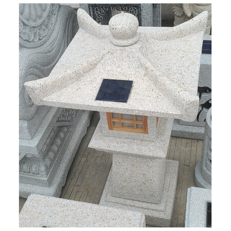 Japanese outdoor garden floor sculpture carving stone granite lantern