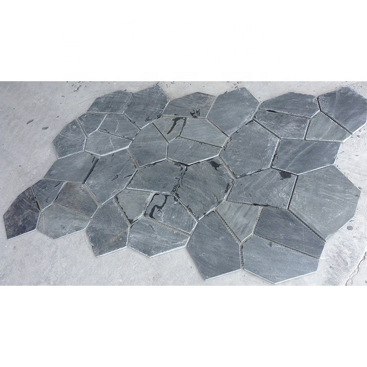 Parking garden decorations black slate stone shaped out door floor tiles