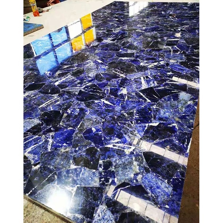 Natural large dark blue gemstone semiprecious stone agate slab for wall