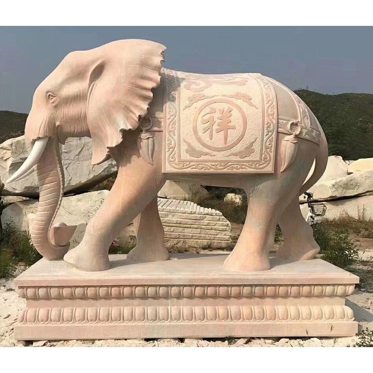 Outdoor home decor sculpture elephant animal sandstone marble statues for sale