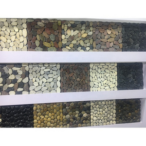 Landscaping garden outdoor floor river rock mosaic flat pebbles tile