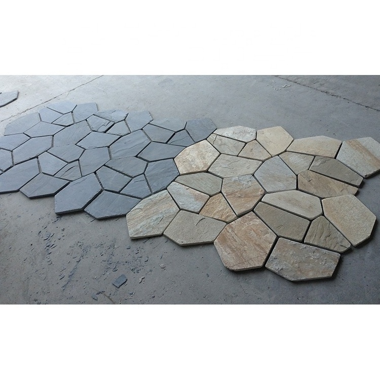 Parking garden decorations black slate stone shaped out door floor tiles