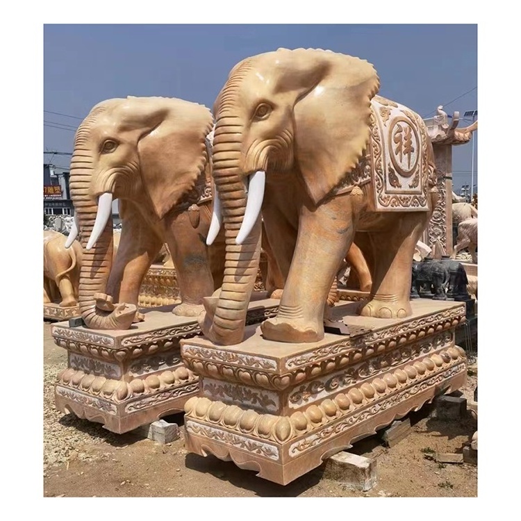 Outdoor home decor sculpture elephant animal sandstone marble statues for sale