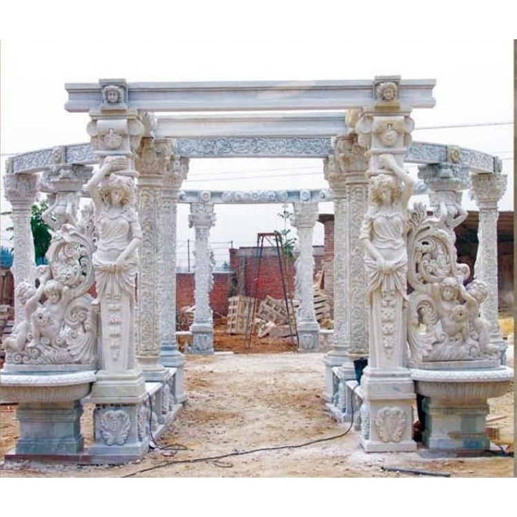 Architecture natural marble stone pavilion for garden decoration