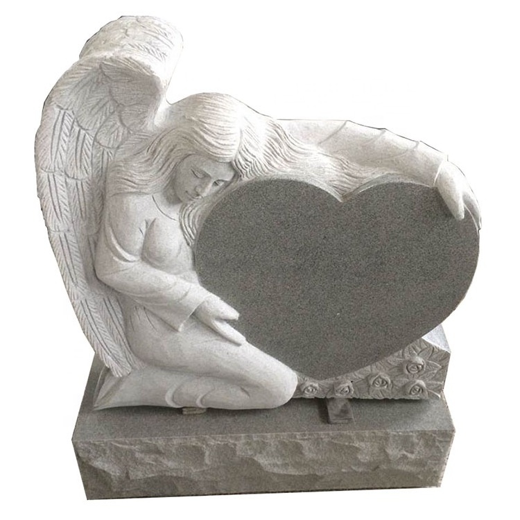 Factory price granite engraving monuments cemetery winged angel statue