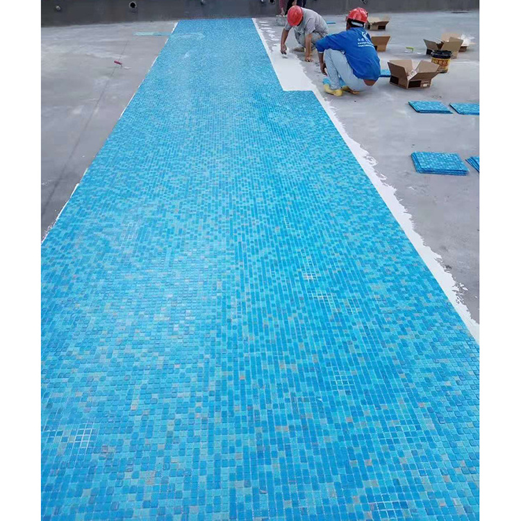 Factory price square sky blue ceramic glass mosaic tile for swimming pool