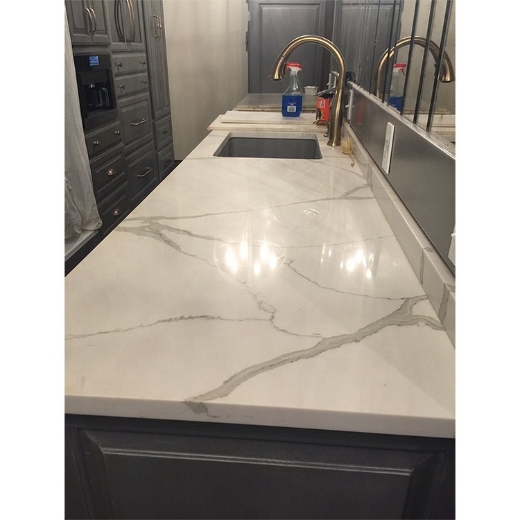 Synthetic stone calacatta quartz slab kitchen countertops and island