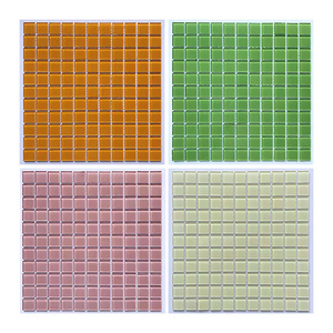 Pink green color square glass mosaic tile for pool or kitchen wall decor