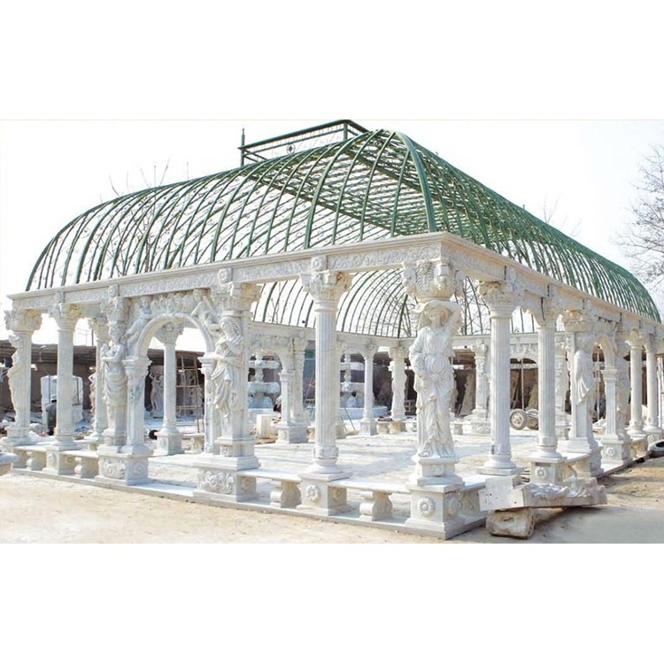 Architecture natural marble stone pavilion for garden decoration