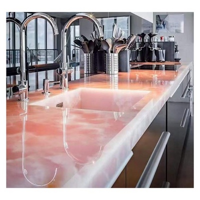 1.6cm translucent pink onyx marble slab for bathroom and kitchen countertops