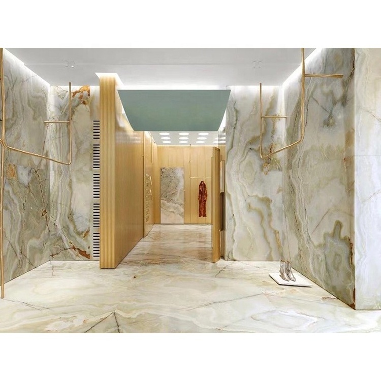 High end wall panels green onyx marble slabs for bathroom wall surround