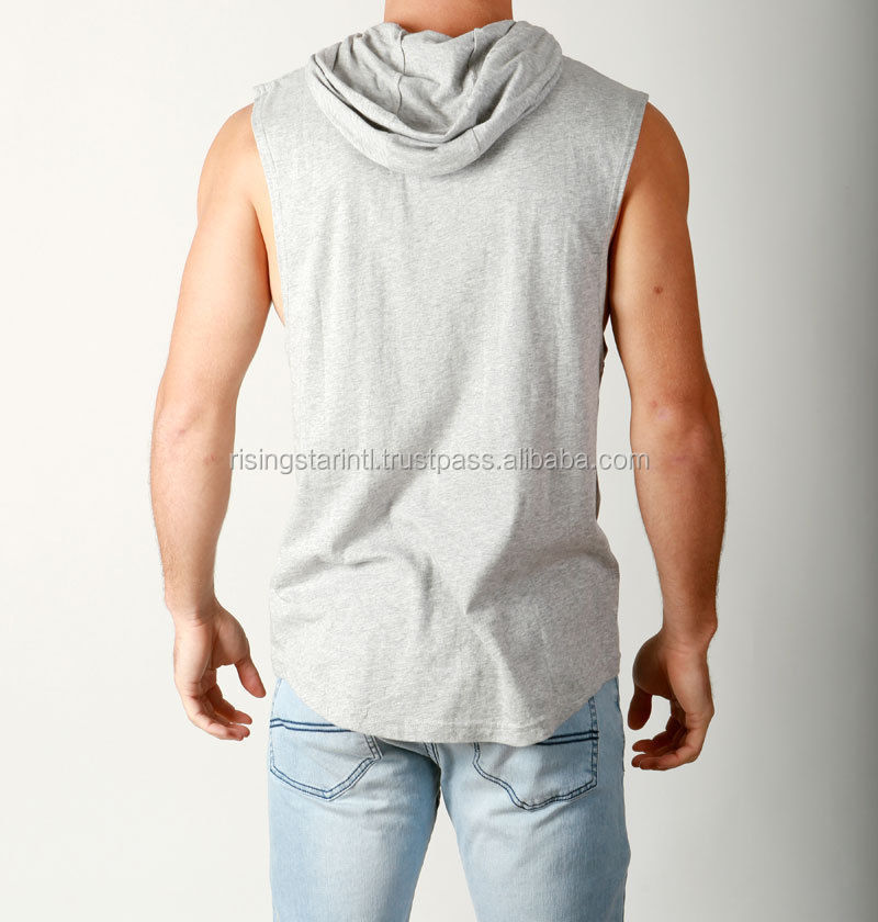 Wholesale Vest Gym Men's Sportswear 95% Bamboo Sleeveless Fitness Hood Tank Top Singlets