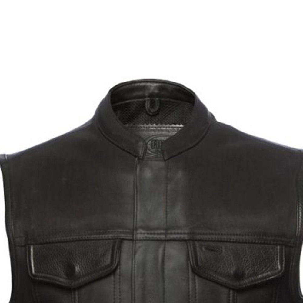 OEM New Customized wholesale Outdoor leather sleeveless Coats Genuine Leather Utility Men's Cowhide Vests & Waist