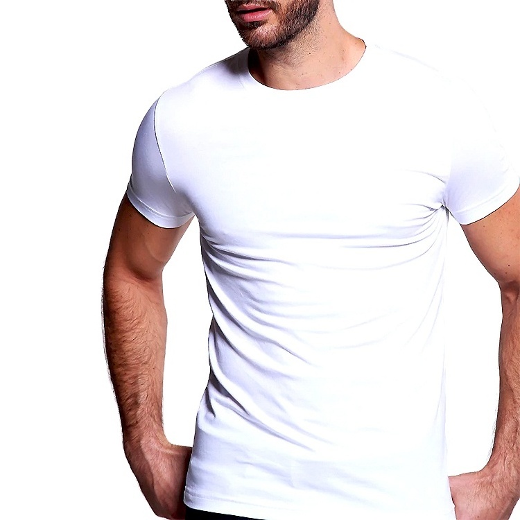 High quality printing 95 cotton 5 spandex compression t shirts cotton elastane stretch breathable gym Men's T-Shirts