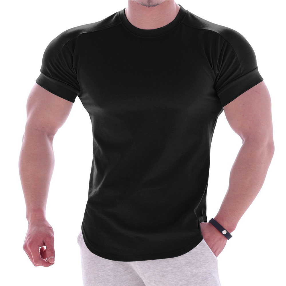 High quality printing 95 cotton 5 spandex compression t shirts cotton elastane stretch breathable gym Men's T-Shirts