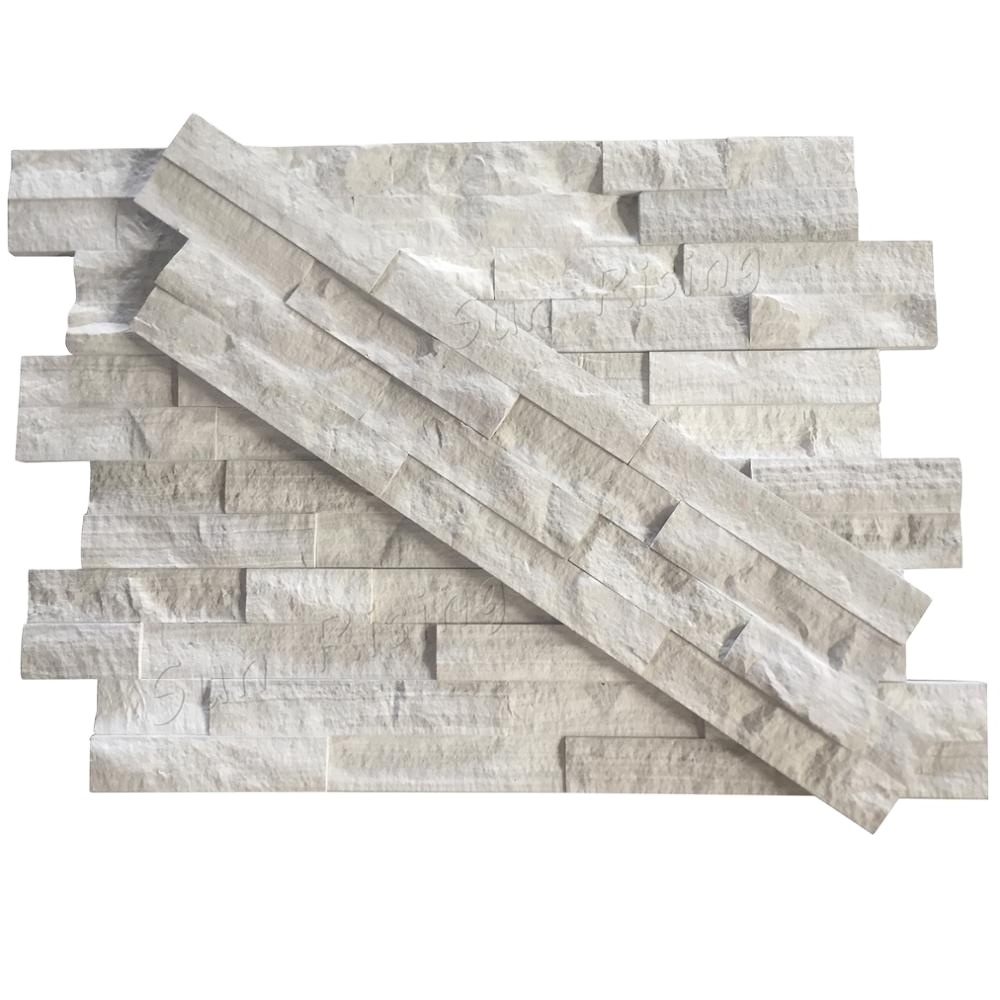 Natural Split White Wooden Marble Wall Stone Cladding Ledge Stone for sales