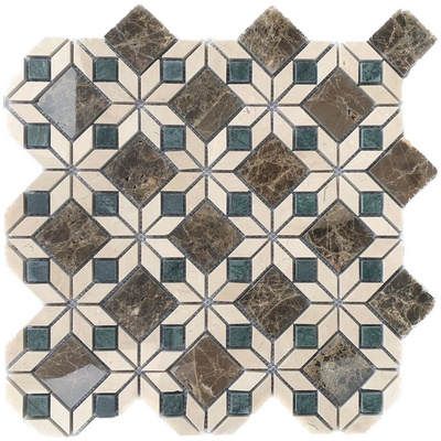 New Design Retro Natural Marble Toilet Homestay Mosaic Tile Dark Emperador Marble Wall Tile