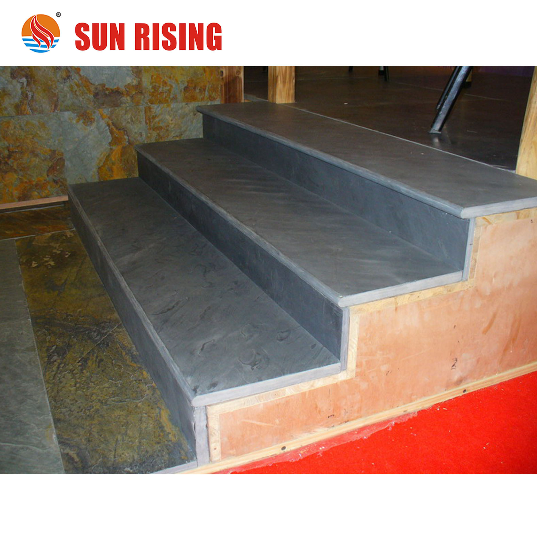 Old Quarry Black Slate  Honed Surface Bullnose Edge Outdoor Steps For Decoration