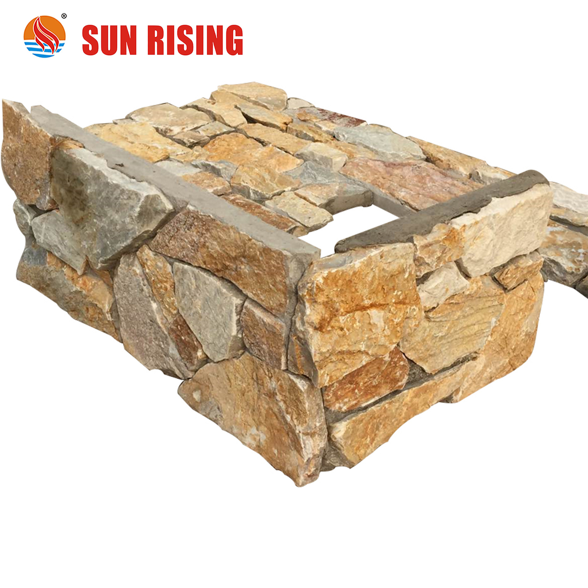 Landscaping Yellow Slate Rock Natural Wall Stone Panel With Cement