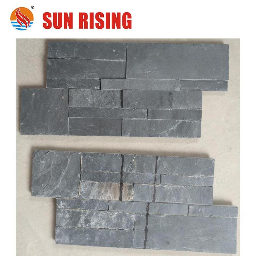 Black Slate Wall Stack Stone Panel Exterior Wall Stone Panel