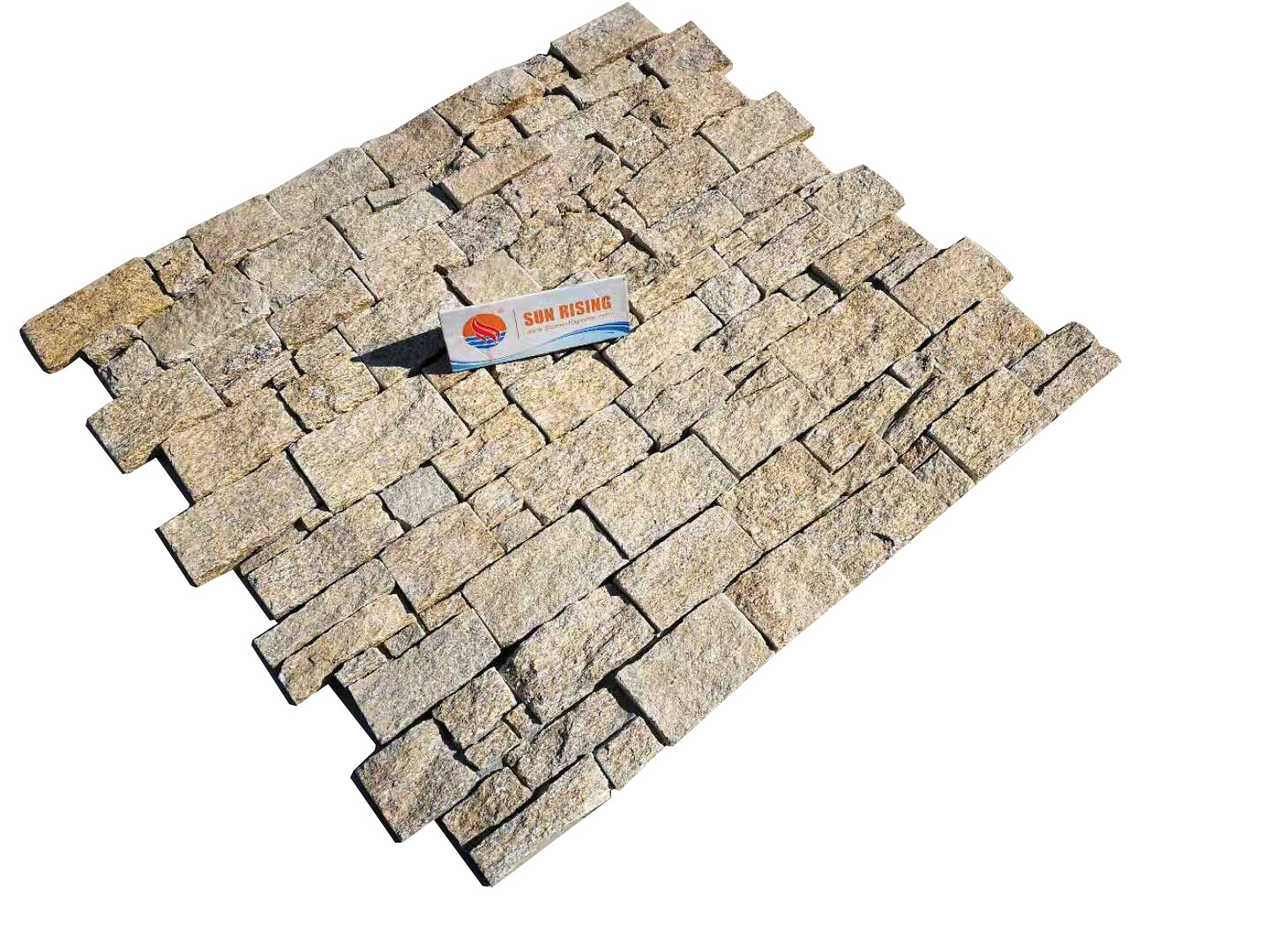 Factory Supply Exterior Decorative Wall Stone Yellow Granite Stone Cement Back Natural Culture Stone Veneer Tiles