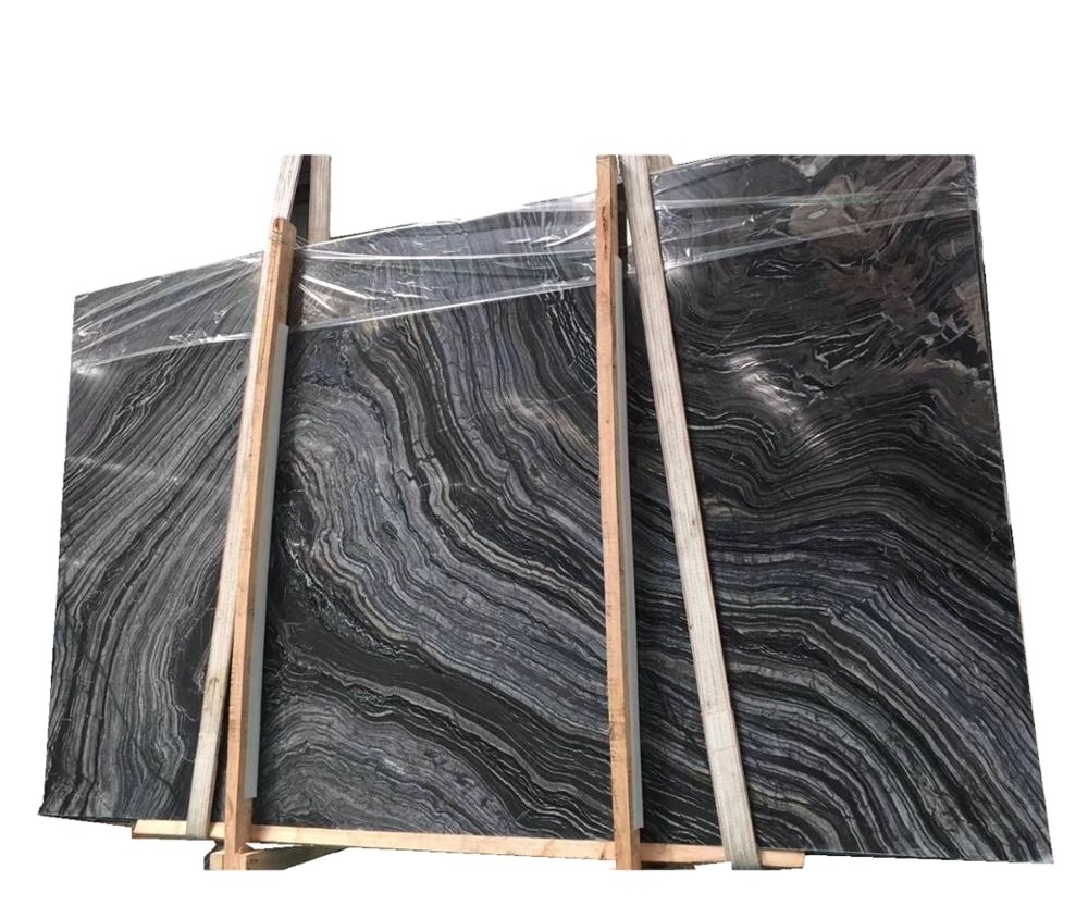 Popular Black Wooden Marble Slab Polished Black Forest Marble For Wall Tile