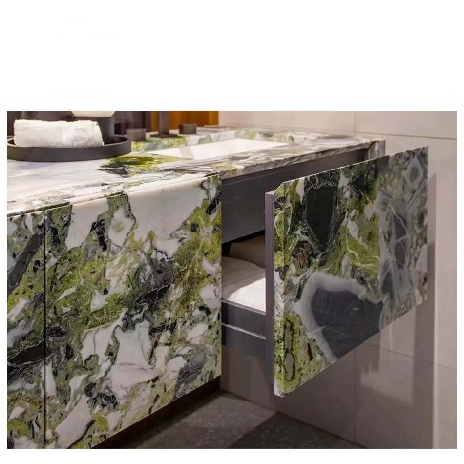 Luxury Natural Green Marble Slab Cold Ice Green Slab For Kitchen Countertops Onyx Green Marble