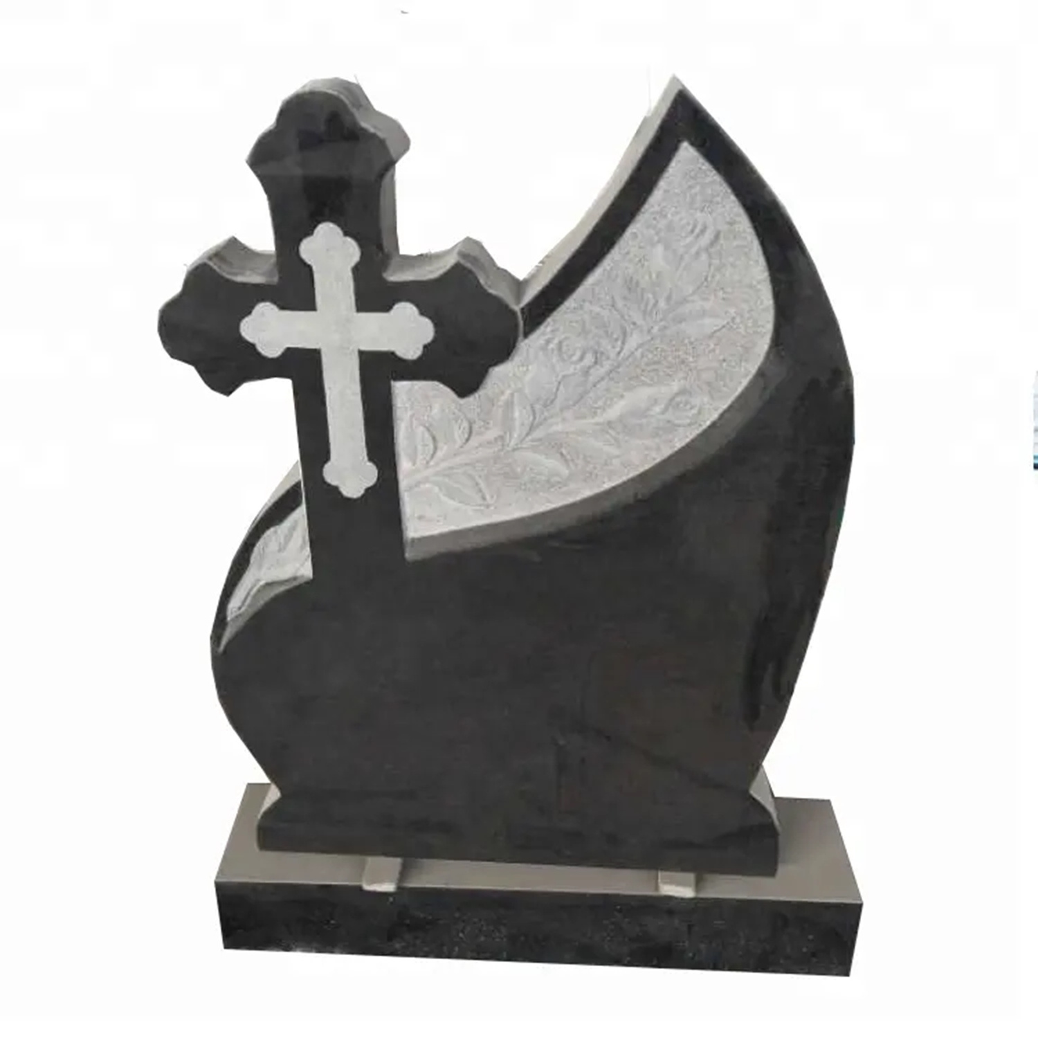 Customized Cross Craving Gravestones Absolute Black Granite European Monuments