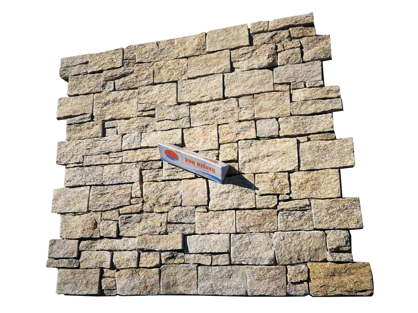 Factory Supply Exterior Decorative Wall Stone Yellow Granite Stone Cement Back Natural Culture Stone Veneer Tiles