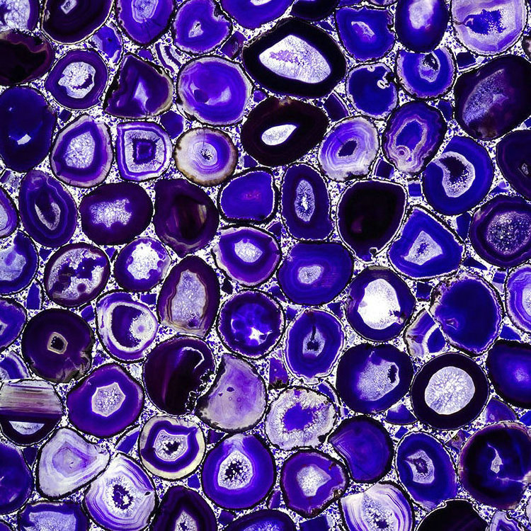 Backlit Purple Agate Slab  Semi-Precious Stones Table and Countertop For Decoration