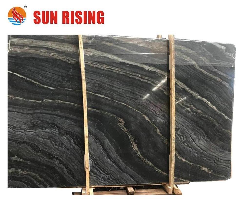 Popular Black Wooden Marble Slab Polished Black Forest Marble For Wall Tile