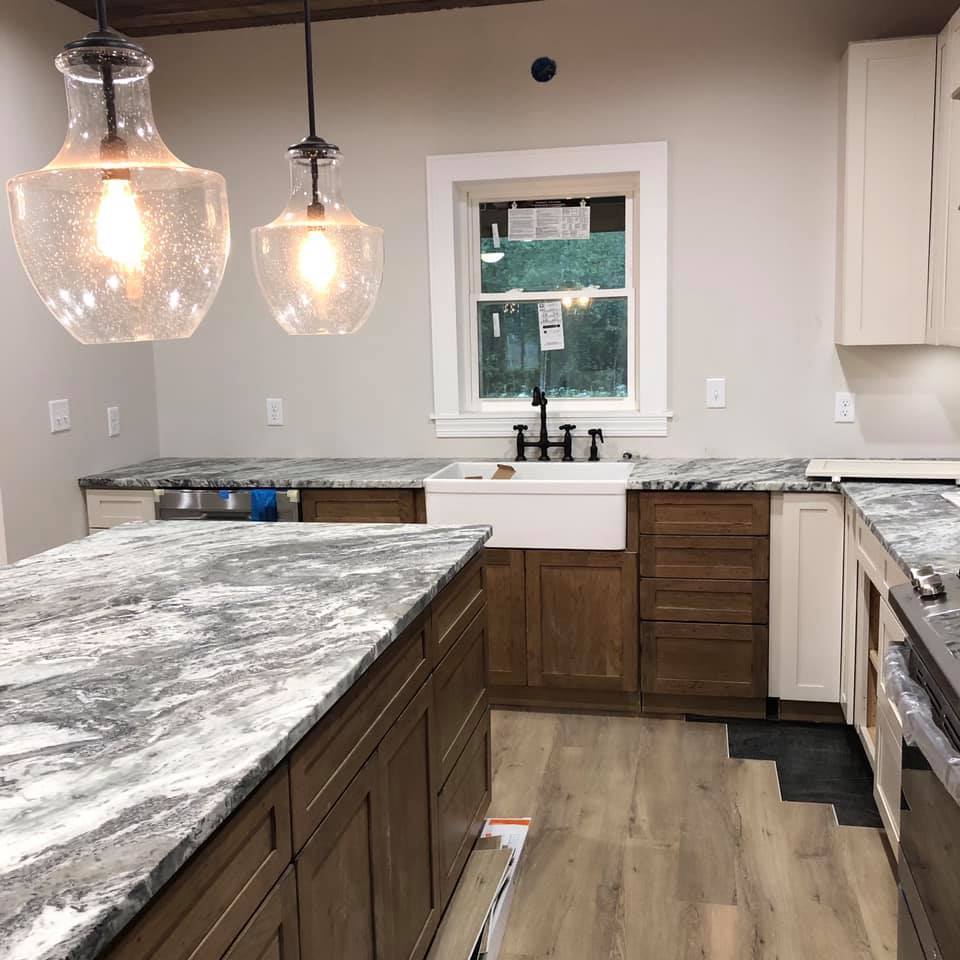 Kitchen Counter Vanity Top Granite Pattern Customization Table Top With White Sink