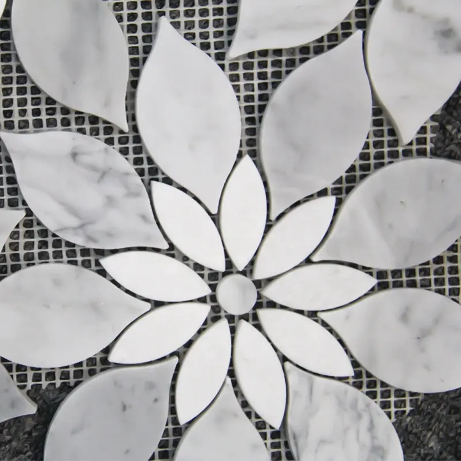 Modern Natural Arabescato White Marble Shower Floor Meash Backed Mosaic Tiles Pattern Marble Flower shape Mosaic Tiles