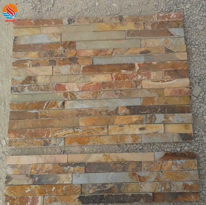 Exterior Wall Stone Tile Natural Golden Slate Stack Ledge Stone