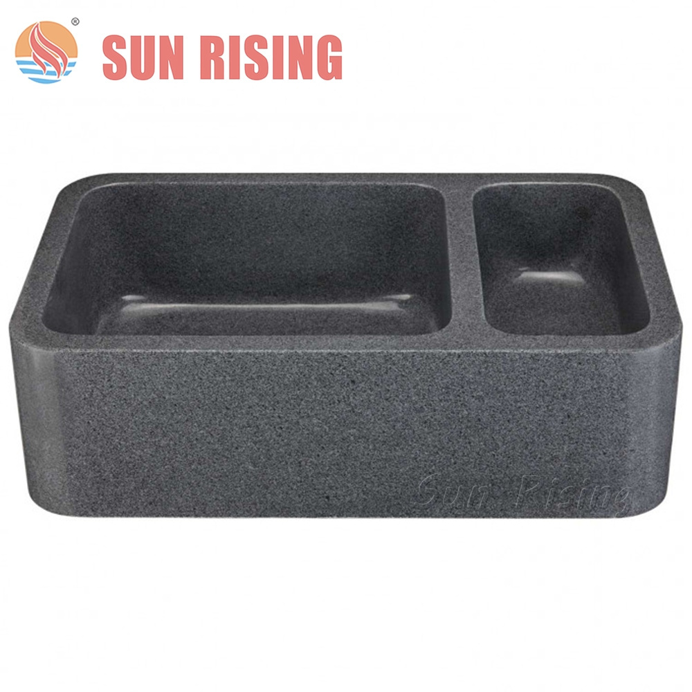 Hot sales Padang Grey Dark Black Stone Kitchen Washing Sink Farmhouse Stone Sinks