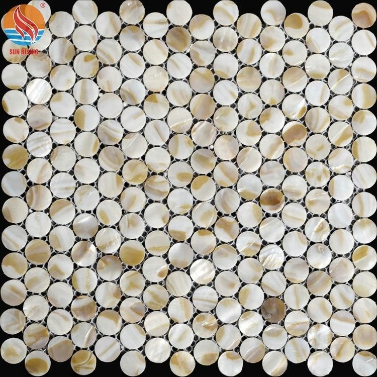 Mother of Pearl Mosaic Seashell Kitchen Back splash Wall Tile Natural Sea Shell Mosaic Tile Swimming Pool Tiles Beige Color