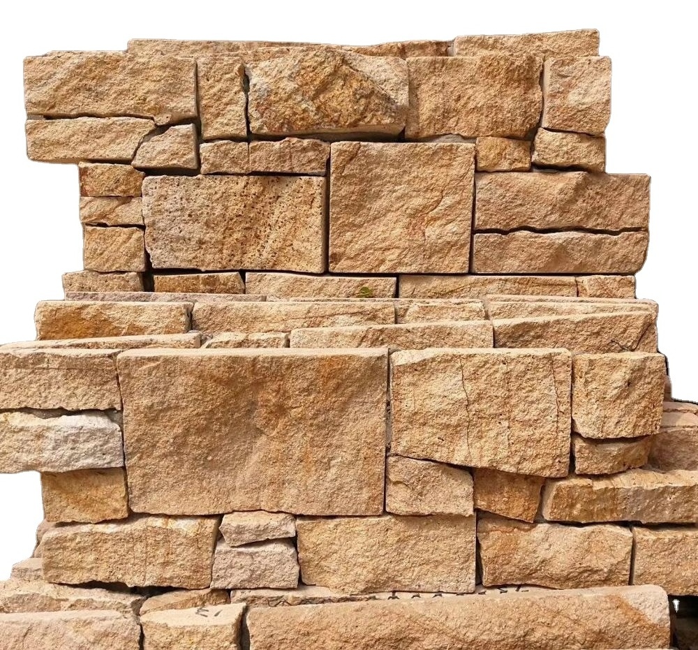 Factory Directly Yellow Sandstone Cement Ledge Stone Stack Wall Panel