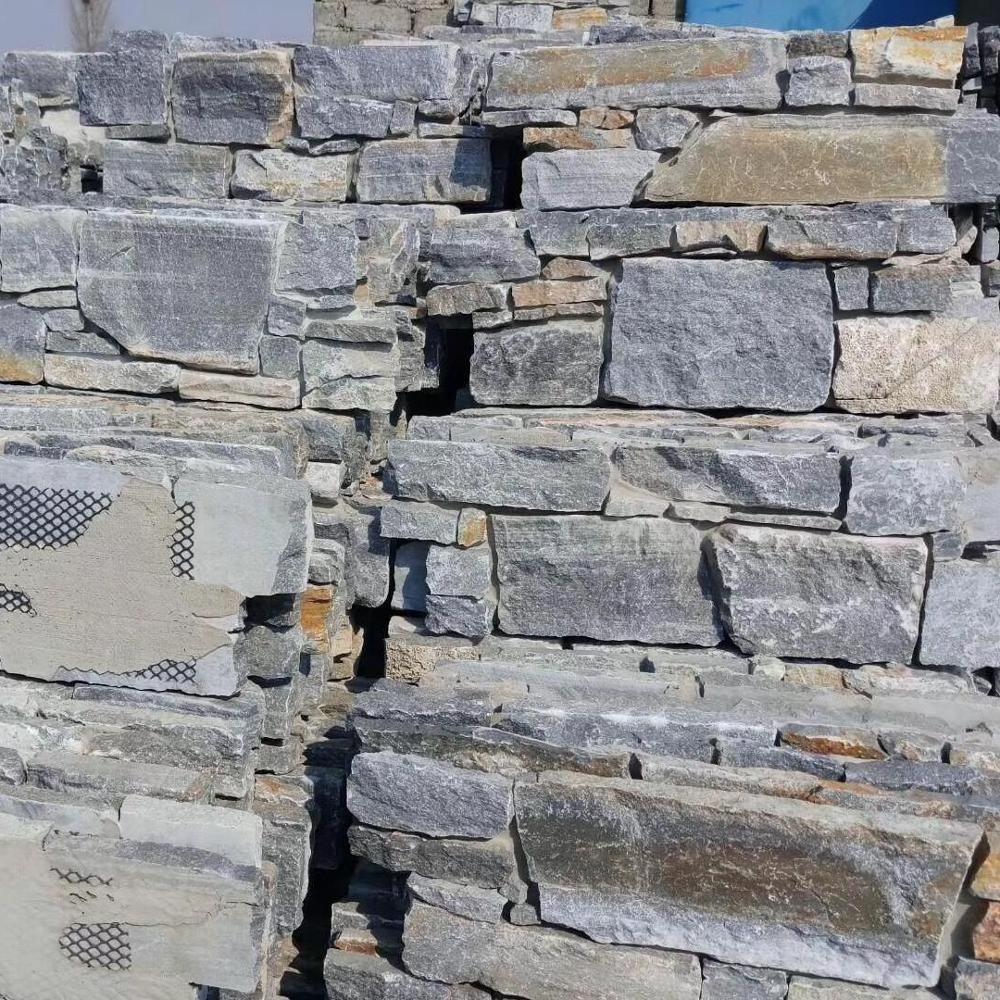 Natural Cement Wall Cladding Blue Quartzite Stone Panel