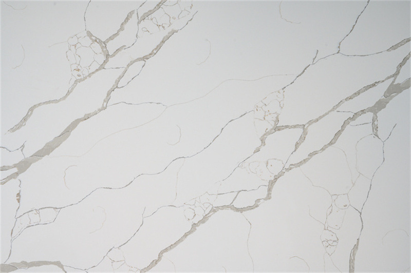 Sun Rising Artificial Calacatta Laza Slab Pattern Quartz Stone Gold Veins