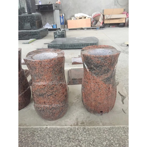 Customized Headstone Designs Multicolor Red Granite Cemetery Flower Vases For Tombstone