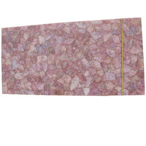 Natural Beautiful Pink Crystal Semi Precious Slab Pink Agate House Wall Decoration Crystal Quartz Gemstone Slab