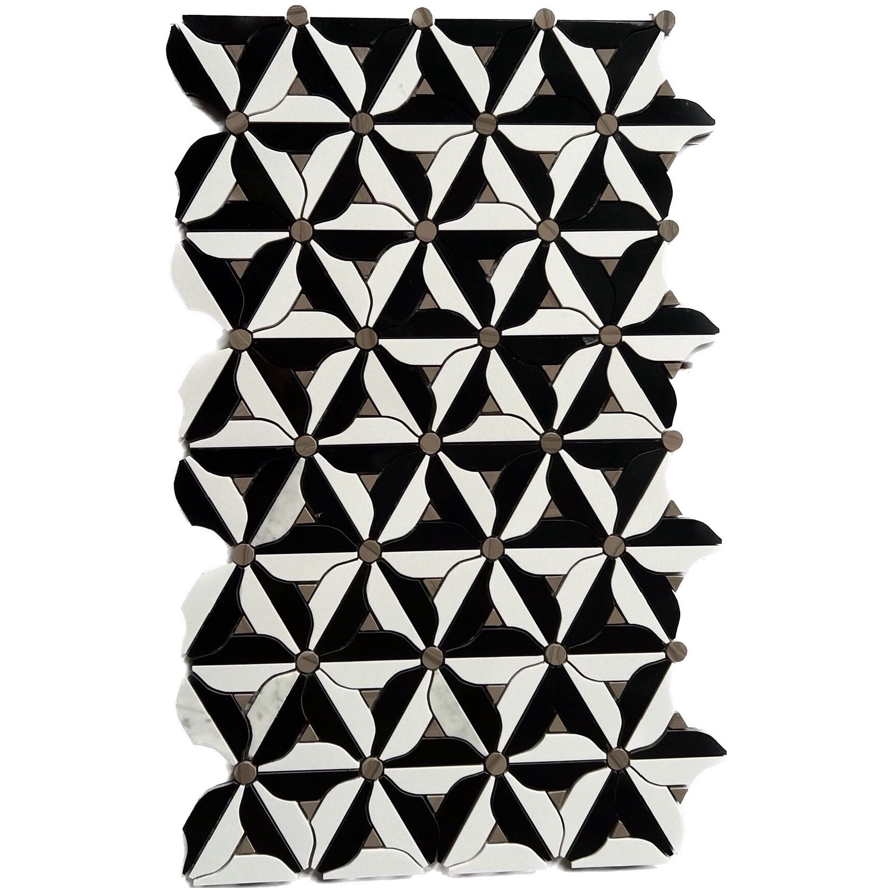 High-end Fashion Wall Decoration Marble Daisy Waterjet Medallion Backsplash Black And White Mosaic Tile Flower Shape Mosaic