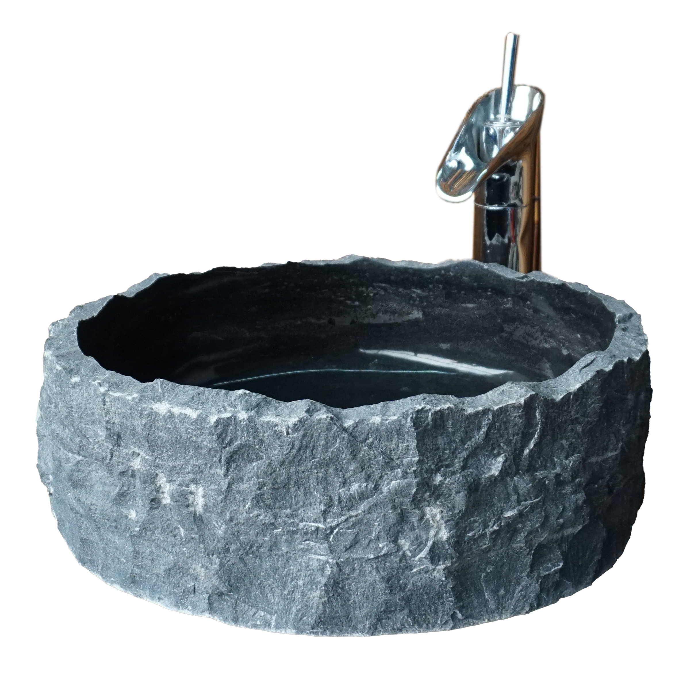 Bush Hammered Split  Cylinder Absolutely Black Marble Kitchen Bathroom Outside Farm Yard Vanity Decorative Basin Washing Sink