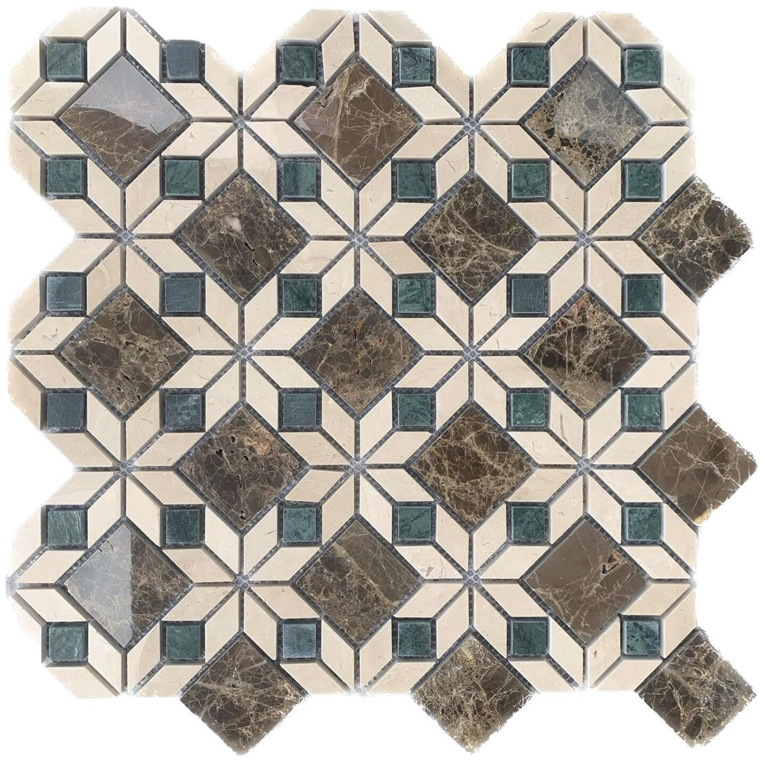 New Design Retro Natural Marble Toilet Homestay Mosaic Tile Dark Emperador Marble Wall Tile