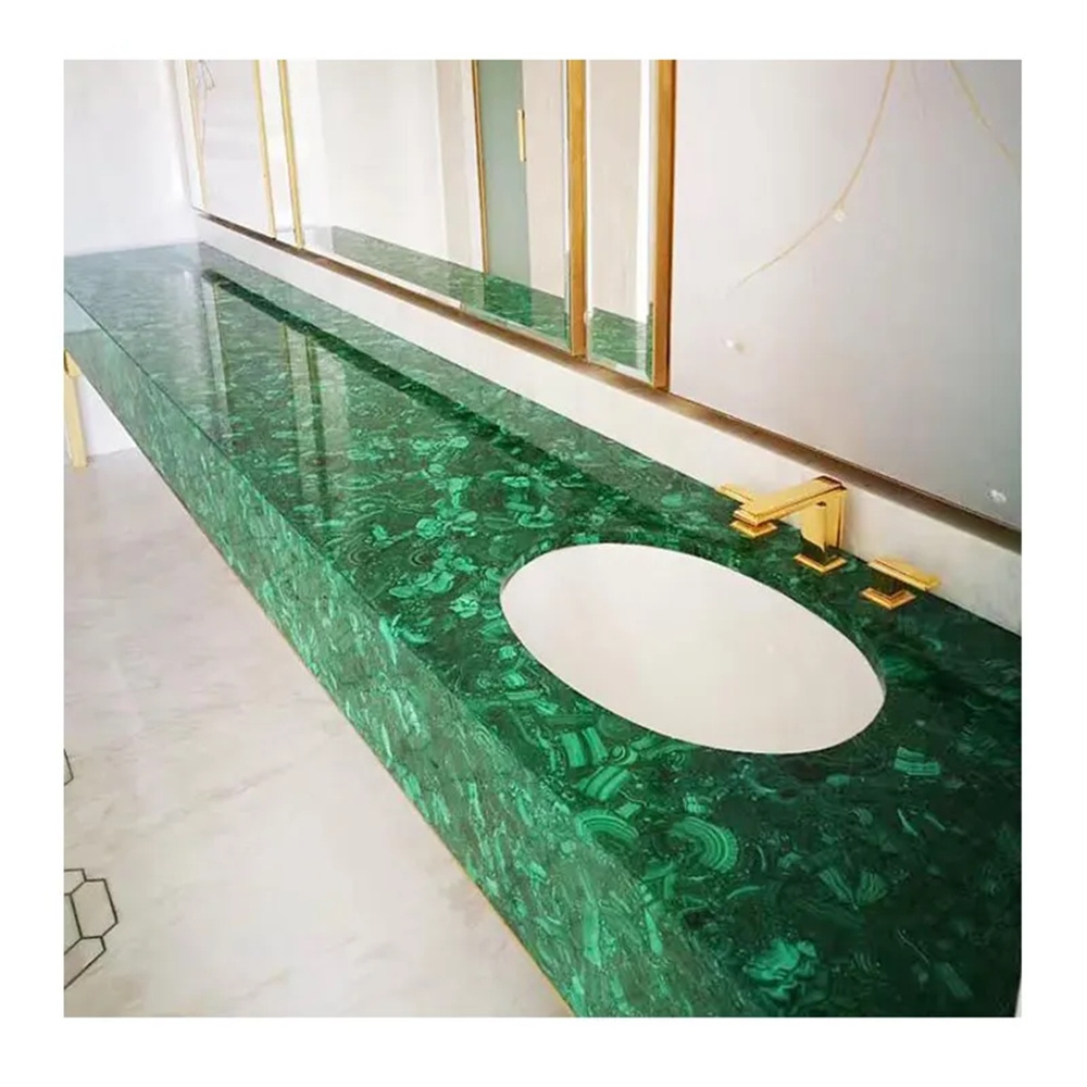 Luxury Desig Green Gemstone Malachite Semi Precious Green Stone Kitchen Countertops Green Jade Agte Vanity Tops