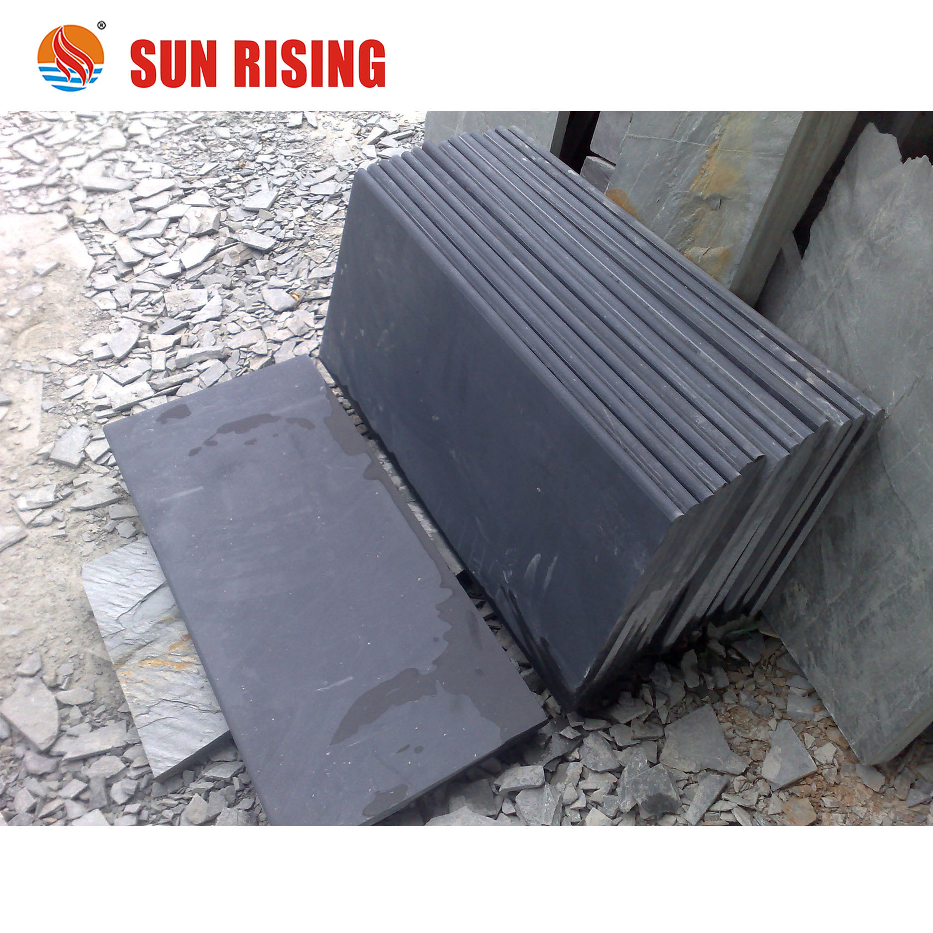 Old Quarry Black Slate  Honed Surface Bullnose Edge Outdoor Steps For Decoration