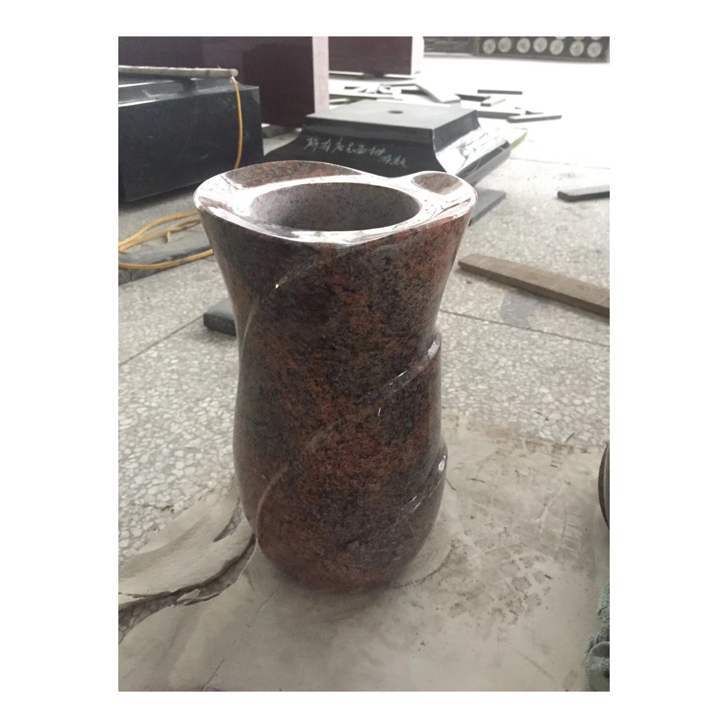 Customized Headstone Designs Multicolor Red Granite Cemetery Flower Vases For Tombstone