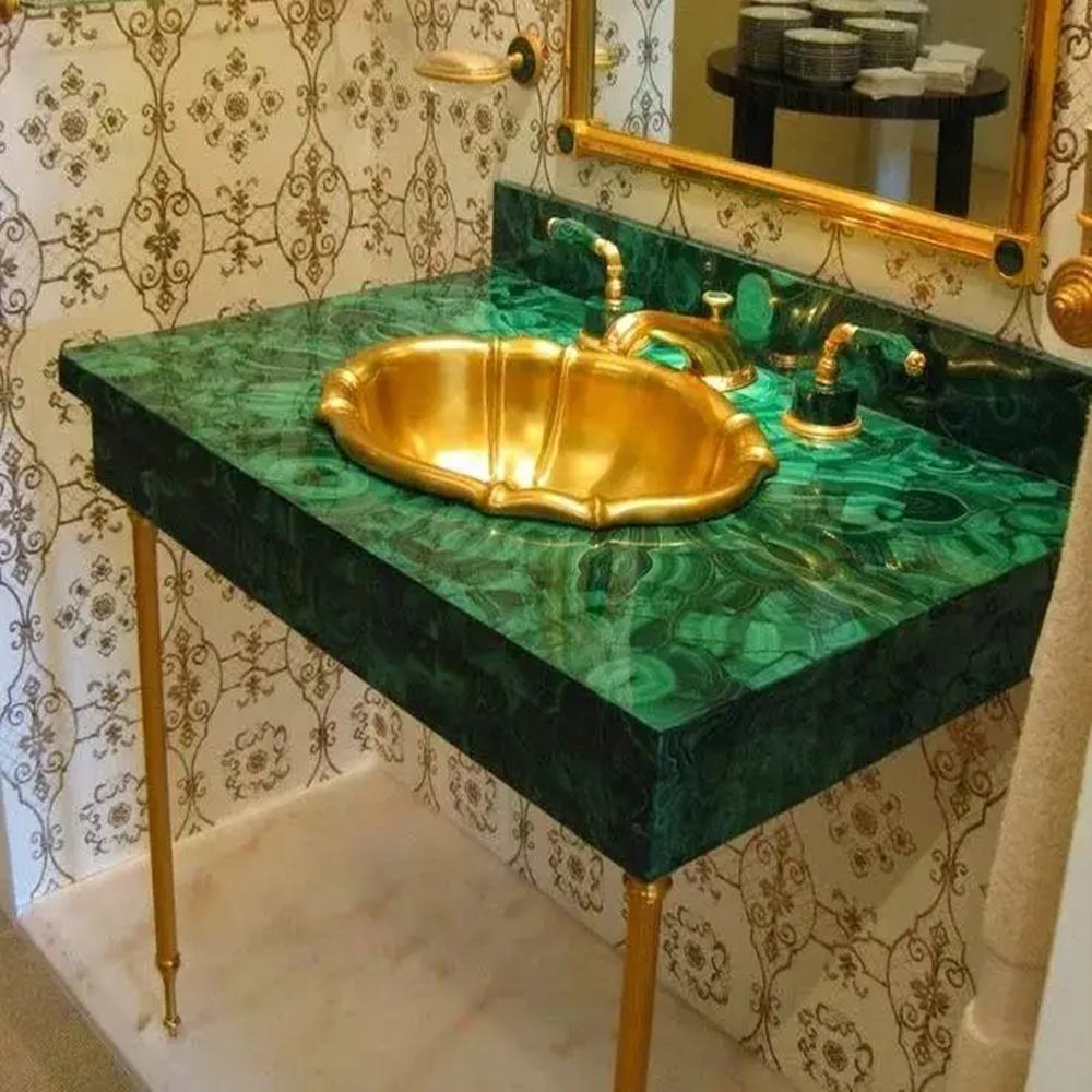 Luxury Desig Green Gemstone Malachite Semi Precious Green Stone Kitchen Countertops Green Jade Agte Vanity Tops