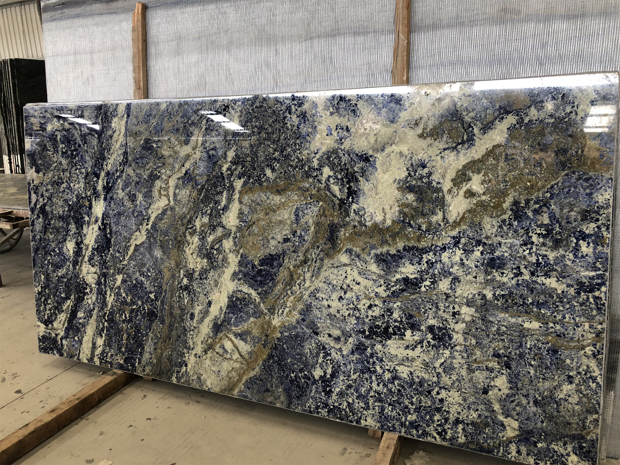 Natural Famous Blue Luxury Marble Azul Bahia Composite Wall Cladding Laminated Panel Flooring Cover Slab Pattern Tiles